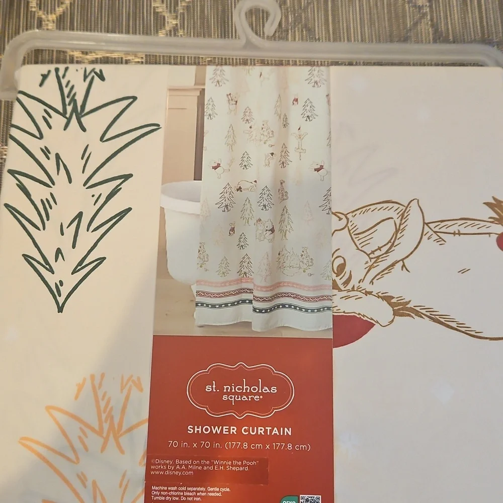 Disney Winnie the Pooh Christmas Fabric  Shower Curtain 70x70